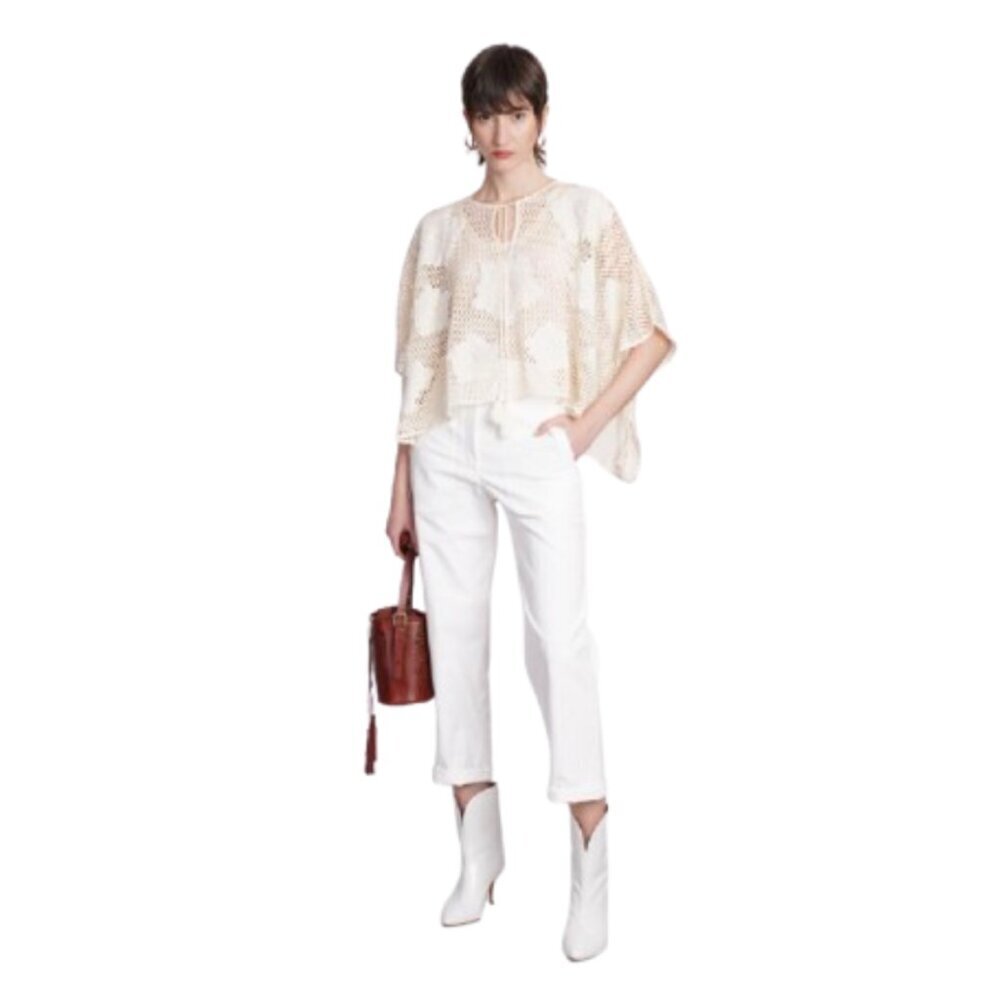 NWT Antik Batik Aloni Poncho Top Shirt Blouse Womens TU OS S M L Cream Crochet